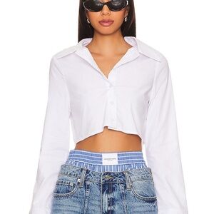 SNDYS cropped white alma shirt NWT XS